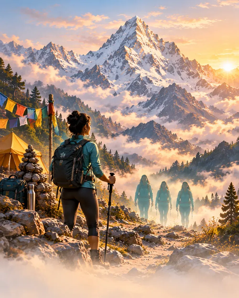 Base Camp at dawn as a Crew gathers to depart